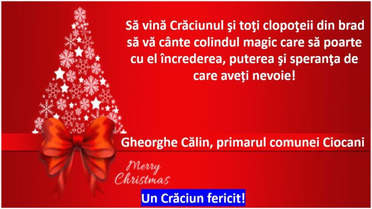 Mesajul de Crăciun al lui Gheorghe Călin, primarul comunei Ciocani
